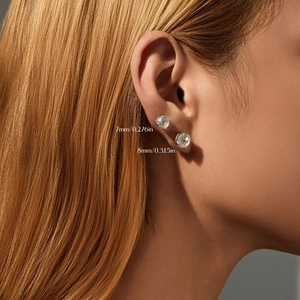 Boucles d'oreilles S925 en argent sterling avec coupe feu d'artifice de 7mm et 8mm