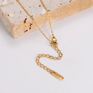 Golden stainless steel gourd pendant necklace with lobster clasp and 18KGR extension chain