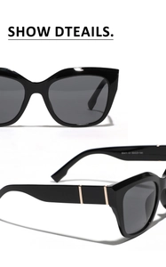 Macro view of cat eye sunglasses hinge with golden metal accents and model S5411 specs