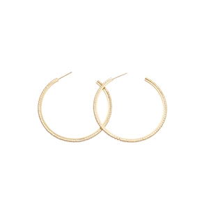 Elegant gold hoop earrings with sparkling crystal pavé stones on white background
