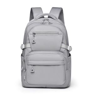 Minimalist grey large capacity student backpack with multi-compartment design