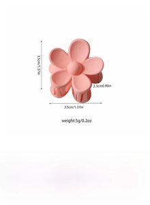 Pink matte flower hair claw clip with specific dimensions 3.5cm wide and 2.3cm high