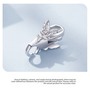 Detail of S925 sterling silver butterfly clasp with lobster hook on snake chain