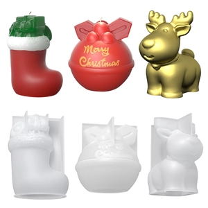 Detail of Christmas silicone molds for DIY resin casting and scented candle shapes