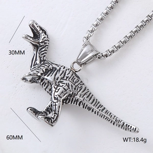 Vintage Viking Tyrannosaurus pendant necklace for men with 30mm height and 60mm length