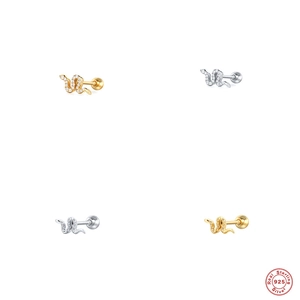 Boucles D'oreilles Serpent Avec Tige En Argent Sterling 925 Et Zircone Piercing Cartilage Bijoux Punk Pour Femmes