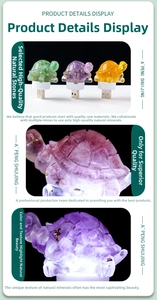 Macro detail of turtle night light carved from natural amethyst and green aventurine