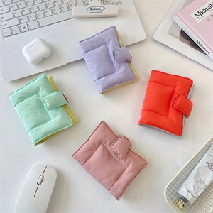 Mini Quilted Polyester Loose-Leaf Binder Cover For 6-Hole Planner Colorful Padded Notebook Shell With Metal Rings