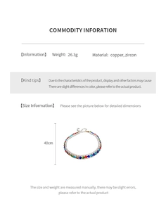 Detailed size and material guide for rainbow zircon square pendant necklace on copper