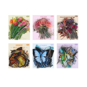 Vintage 40PCS PET flower and butterfly sticker set for scrapbooking and DIY journals