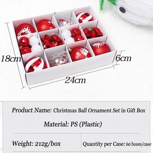 12-piece red Christmas ball ornaments set with diverse textures in a gift box