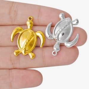 304 stainless steel turtle pendants in gold and silver finish for DIY jewelry making