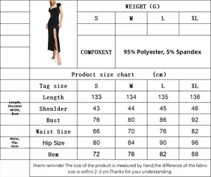 Detailed size chart for square neck sleeveless split dress in S, M, L, XL dimensions