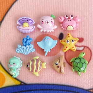 Set di 10 statuette di animali marini in resina per artigianato fai-da-te e capelli