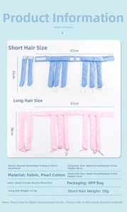 Detailed size chart and specifications for heatless octopus hair curlers in various colors