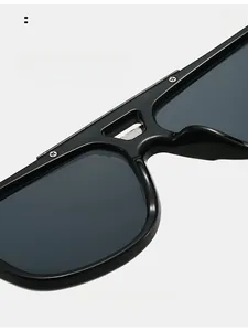 Detail of comfortable integrated nose pads on square vintage sunglasses for men and women