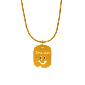 18K vergoldete Schlangenkette mit Smile-Anhänger und Zirkonia-Augen für Damen
