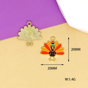 Detailed view of 20mm turkey alloy pendant showing front enamel and back gold finish