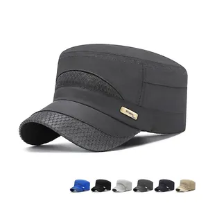 Flat Top Cadet Cap Quick Dry Polyester Mesh Breathable Adjustable Outdoor Sun Protection Sporty Casual Hat