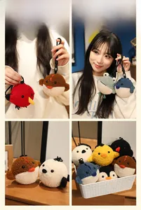 Collection de porte-clés animaux en peluche douce avec pingouins et poussins en laine
