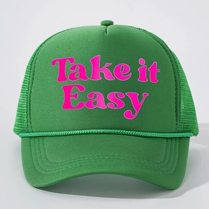 Casquette trucker verte avec imprimé Take it Easy et mesh respirant pour l'extérieur