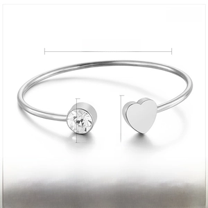 Schema dettagliato dimensioni bracciale a cuore in acciaio con strass da 10mm e cuore da 12mm