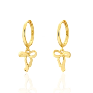 925 Sterling Silver Bowknot Hoop Earrings Sweet Elegant Ribbon Dangle Ear Jewelry For Women