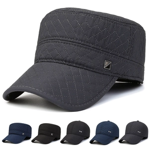 Men Winter Baseball Cap Cadet Hat Quilted Padded With Ear Flaps Warm Outdoor Windproof Cotton Fleece Lined