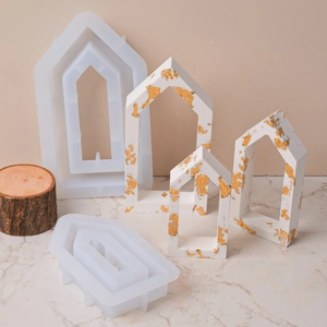 Hollow house silicone mold for Easter DIY plaster candles with realistic 3D arch designs