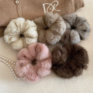 Fluffy Faux Fur Scrunchies Large Plush Hair Ties Elastic Hair Bands For Women Autumn Winter Korean Style