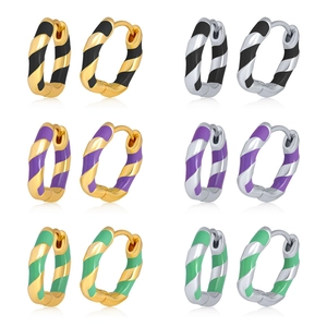 Simple Enamel Spiral Hoop Earrings For Women S925 Sterling Silver Earring Post Copper Colorful Dripping Oil Earrings Fashion Jewelry
