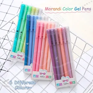 Gel Pens Morandi Color 0.5mm Tip Plastic Cute Cartoon Office School Writing Stationery