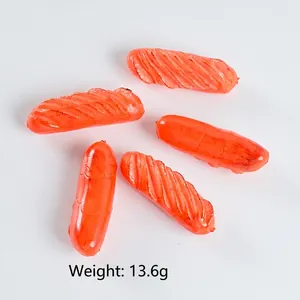 Lot de 5 modèles de saucisses réalistes en PVC, miniatures de hot-dogs orange foncé