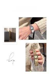 Comparaison détaillée de montres carrées or et argent avec bracelets en acier raffiné