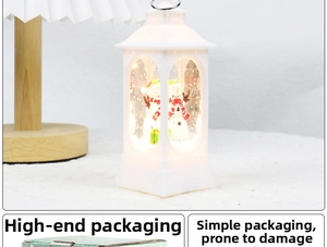 White Christmas lantern with micro snowman landscape and premium gift box packaging