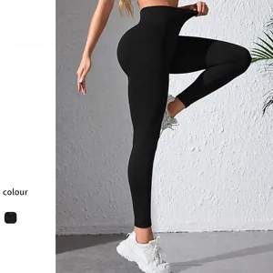 Women High Waist Seamless Ribbed Yoga Pants Scrunched Butt Lifting Workout Leggings Soft Breathable Fitness Gym Bottom