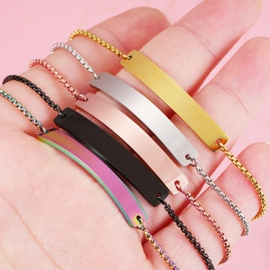 Polished bar bracelets in five metallic colors with adjustable chain for women