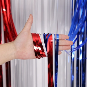 Rideaux de franges métalliques rouge blanc bleu pour décoration de fête nationale