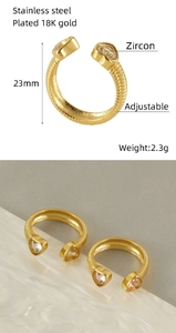 Detail view showing 23mm height dimensions for the 18K gold plated heart ring