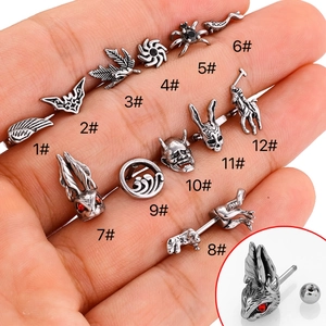 Boucles d'Oreilles Clous en Acier Inoxydable 316L Punk Forme Animale Dinosaure Lapin Araignée Bijoux de Piercing pour Femme Homme
