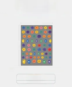Detailed view of colorful smiley face nail art stickers KX072 measuring 8x10.3cm