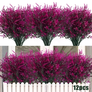 Pack of 12 artificial purple lavender bundles for indoor and outdoor garden decoration