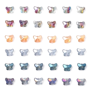 Irisierende Schmetterlingsperlen aus Glas für DIY-Schmuck, 36 bunte Bastelperlen im Set
