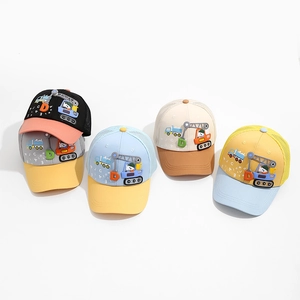 Toddler summer mesh baseball caps with 3D cartoon crane patterns in five colors