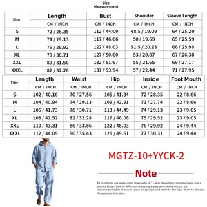 Detailed size measurement chart for men's linen beach set including tops and pants info