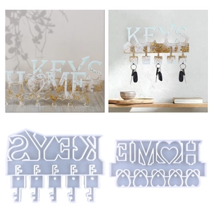 DIY Harz Silikonform Home Keys Buchstaben Schlüsselbrett Wandhaken Gussform Handgefertigte Bastelarbeiten Heimdekoration