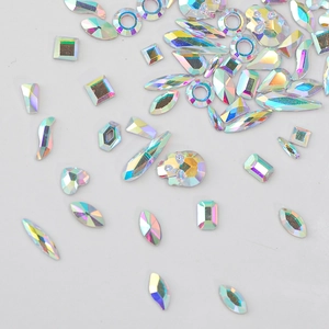 Assorted K9 crystal rhinestones in holographic AB colors for DIY nail art and jewelry