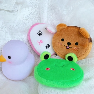 Cute plush animal coin purses featuring bear, rabbit, and frog designs for girls