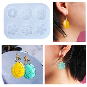 Molde Silicona Pendientes Flor DIY Resina Joyería Herramienta Fundición Tulipán Margarita Formas Hecho Mano Reutilizable