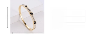Detailed size specifications for the gold-plated square black gemstone rhinestone bracelet